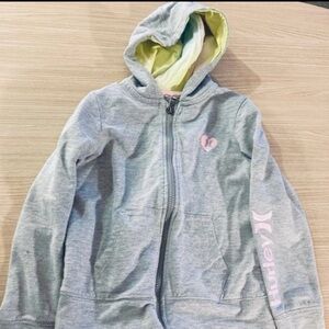 Girls Hurley Hooded Gray Kids Top with Pink Accents size 7